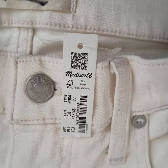 Madewell Kick Out 27 Full Length Jeans Vintage Canvas NO641 Stretch Raw Hem NWT - Picture 8 of 14